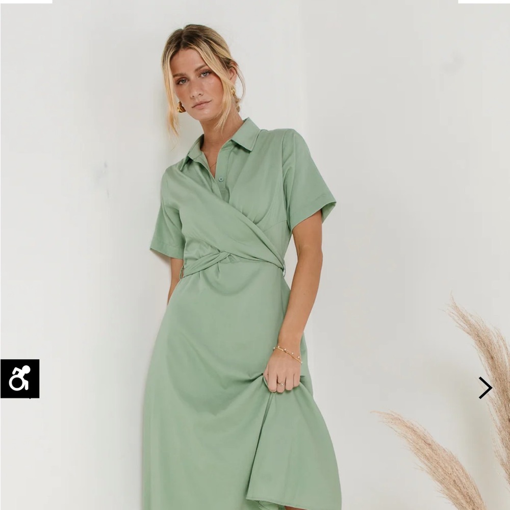 Bohme Bennett Collared Sage Midi Dress